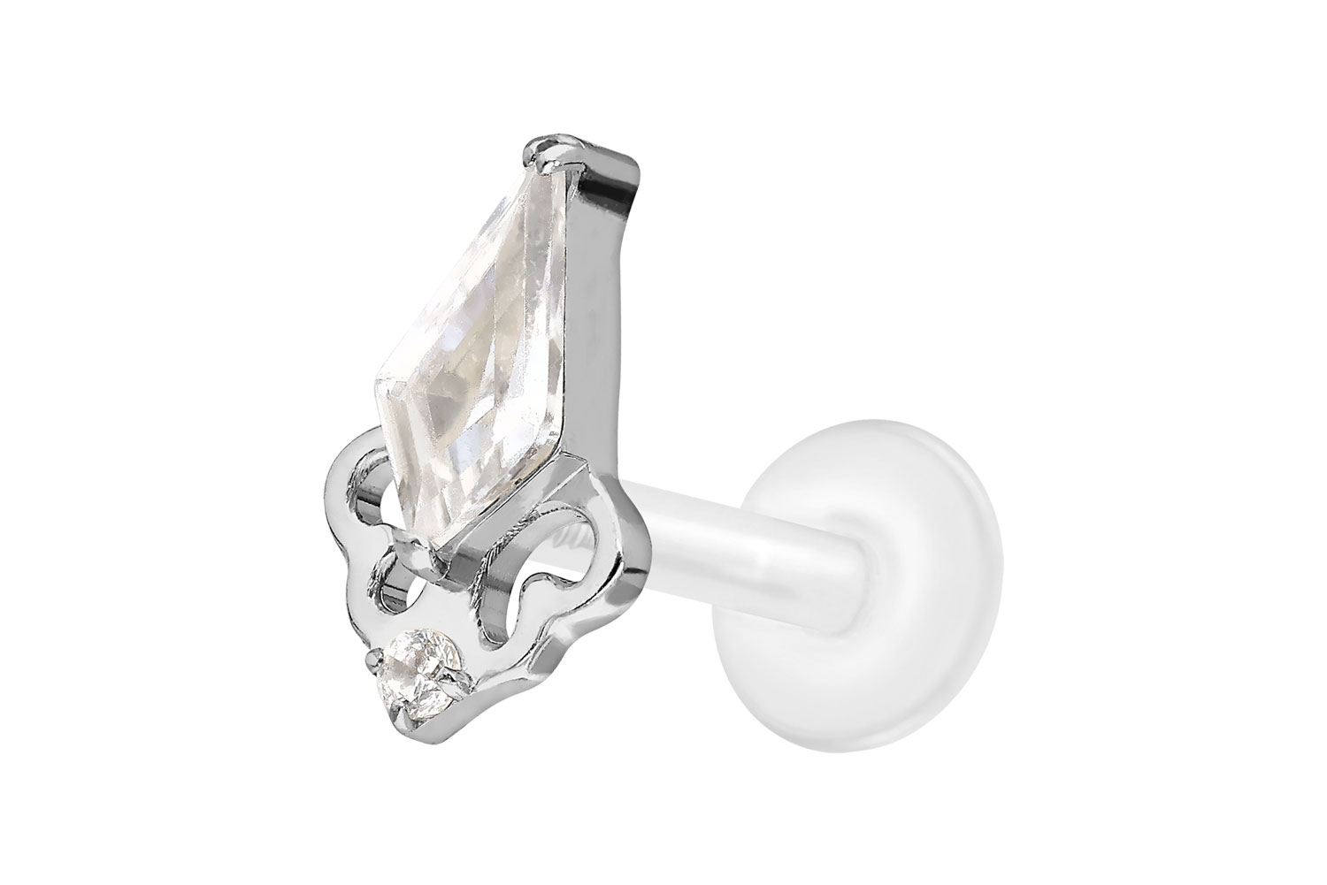 PTFE Labret Piercing mit Innengewinde + Titan-Aufsatz KRISTALLSCHILD